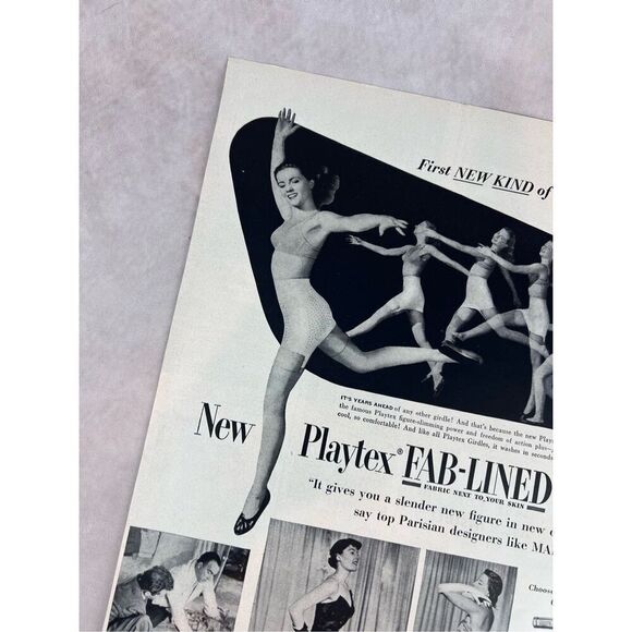 Vintage 1951 Playtex Fab Lined Girdle Woman Leaping Print Advertisement - Picture 5 of 5